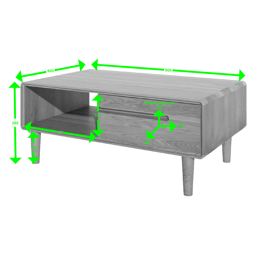 Scandic 3 x 2 Coffee Table. Solid Oak 100% Solid Oak4