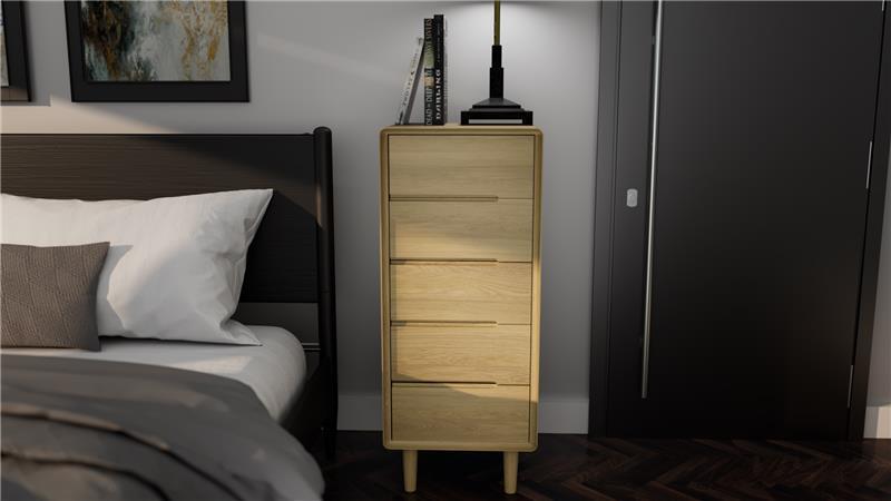 Scandic 5 Drawer Chest. Solid Oak  100% Solid Oak2