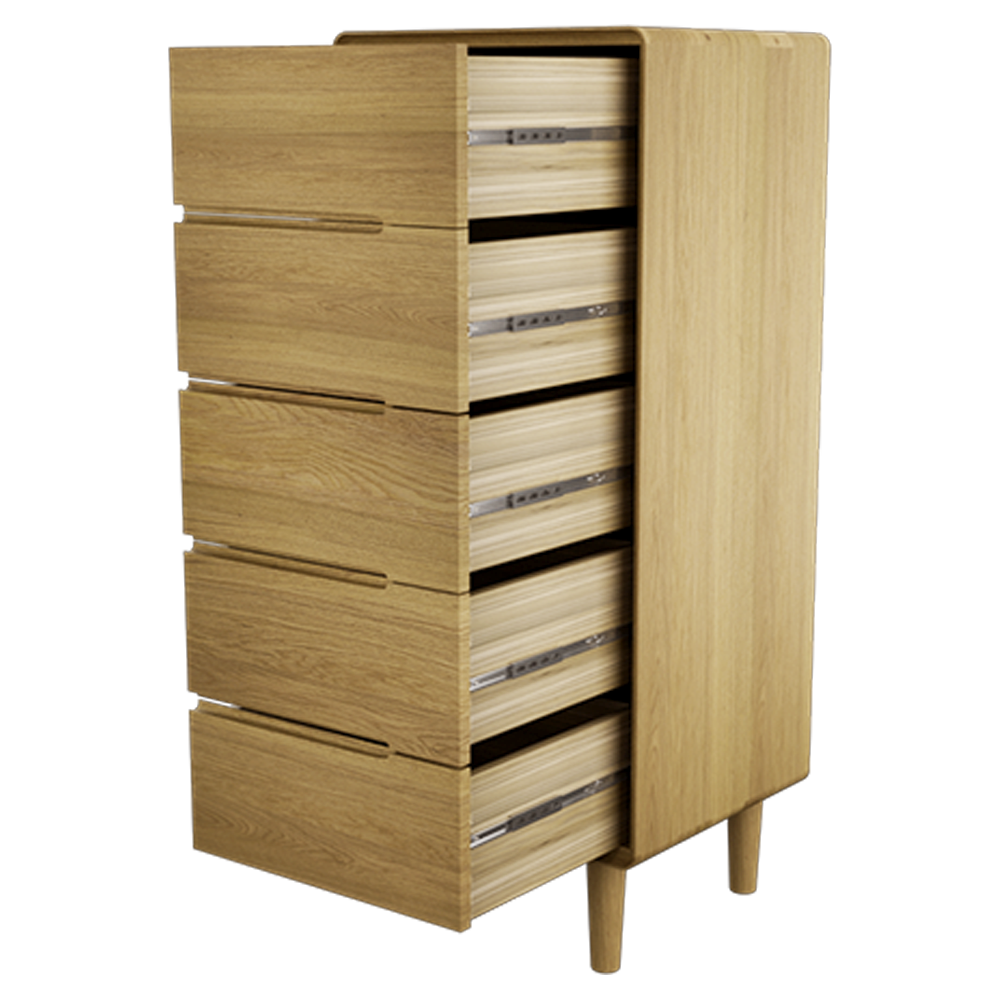 Scandic 5 Drawer Chest. Solid Oak  100% Solid Oak6