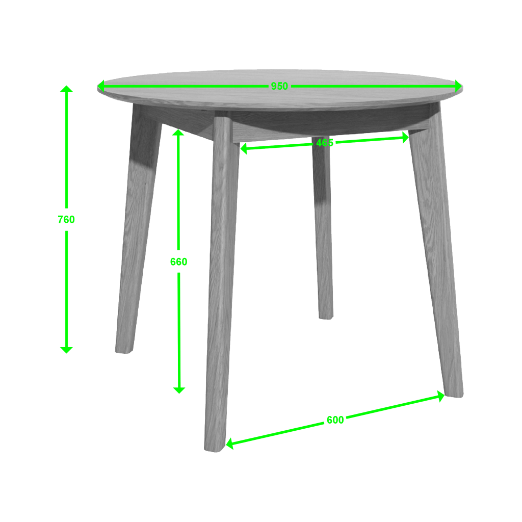 Scandic 950mm Round Table. Solid Oak 100% Solid Oak