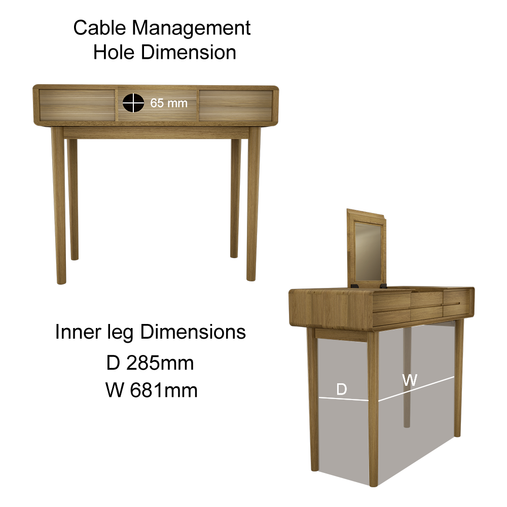 Scandic Dressing Table with Mirror. Solid Oak 100% Solid Oak1