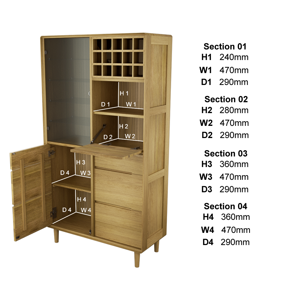 Scandic Drinks Cabinet. Solid Oak 100% Solid Oak2