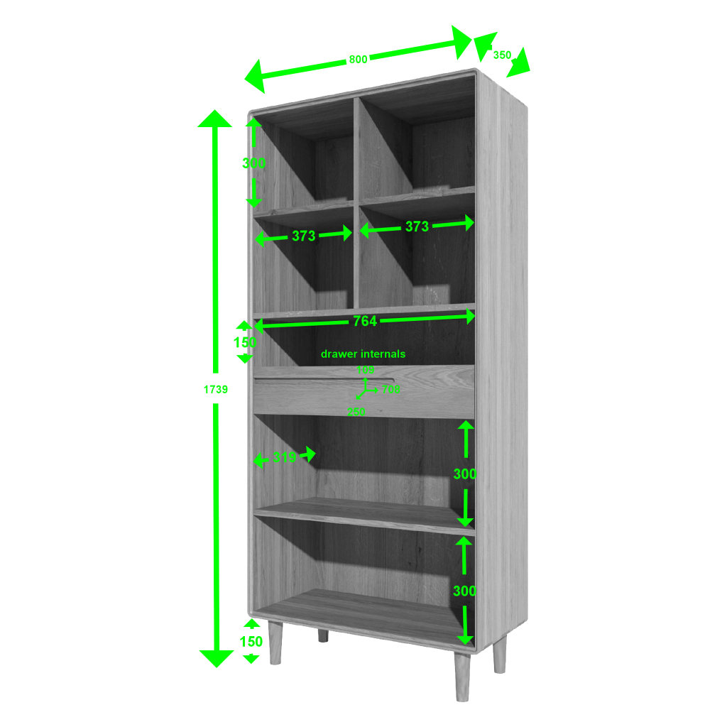 Scandic Large Bookcase. Solid Oak 100% Solid Oak6