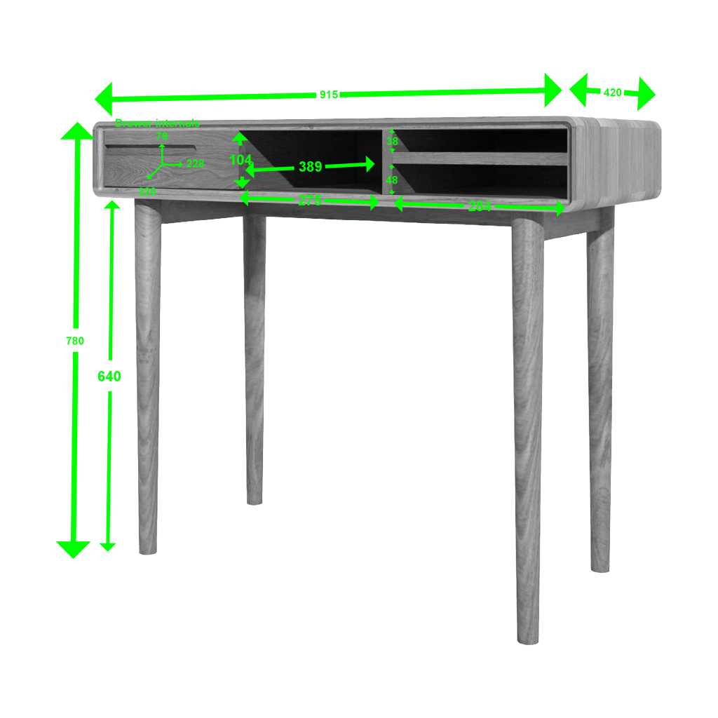Scandic Small Computer Desk. Solid Oak 100% Solid Oak11