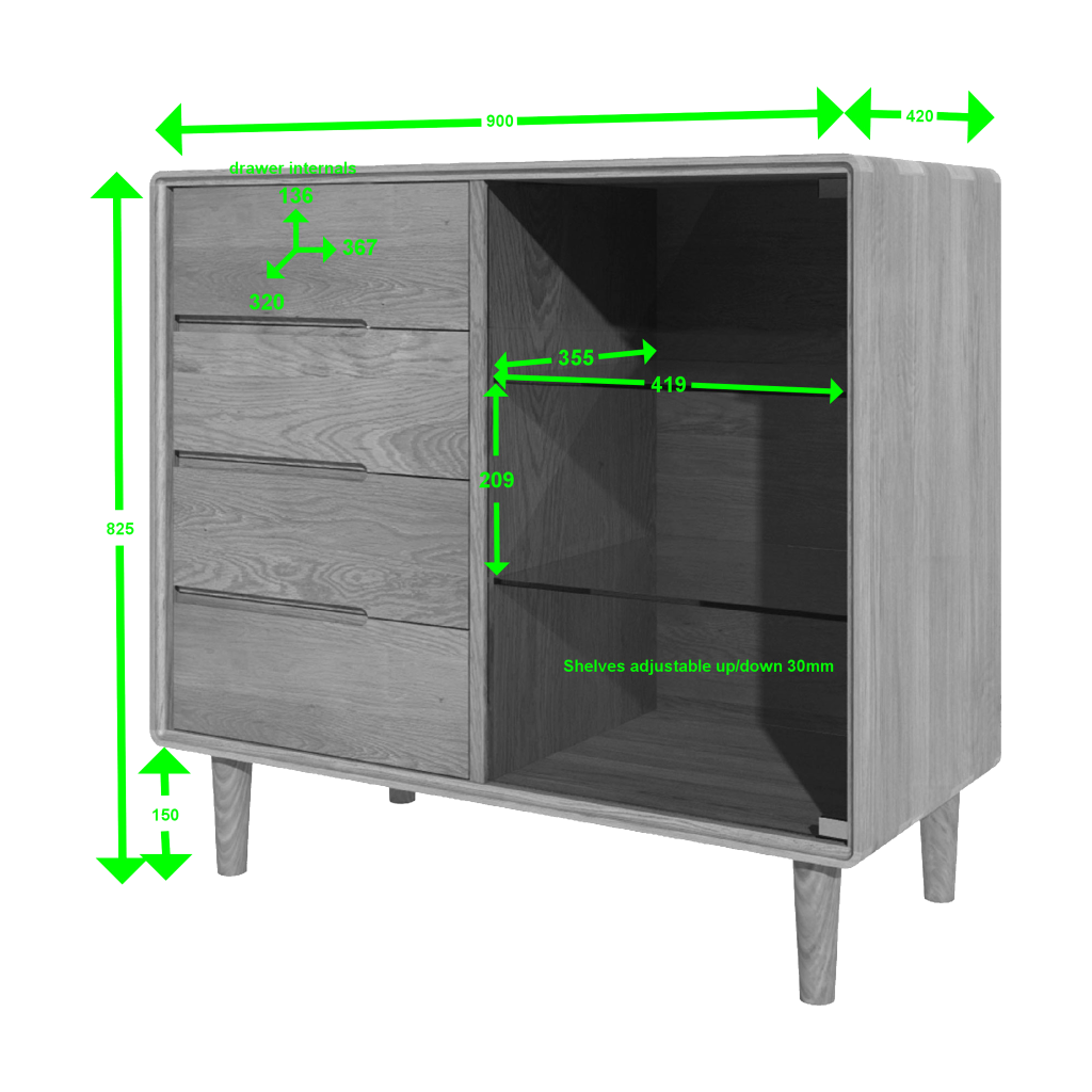 Scandic Small Glazed Chest. Solid Oak 100% Solid Oak7