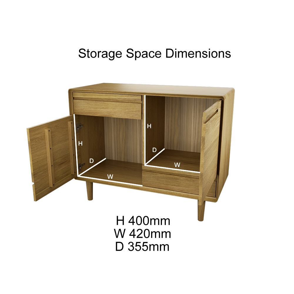 Scandic Small Sideboard. Solid Oak 100% Solid Oak