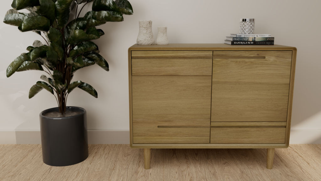 Scandic Small Sideboard. Solid Oak 100% Solid Oak
