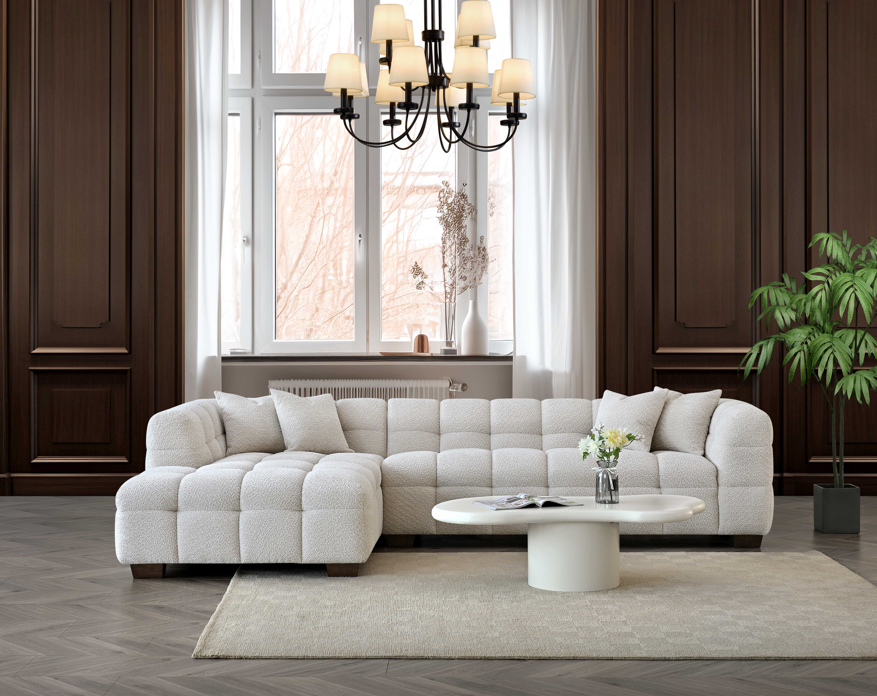 Aluxo Tribeca Corner Sofa in Oatmeal Boucle Fabric