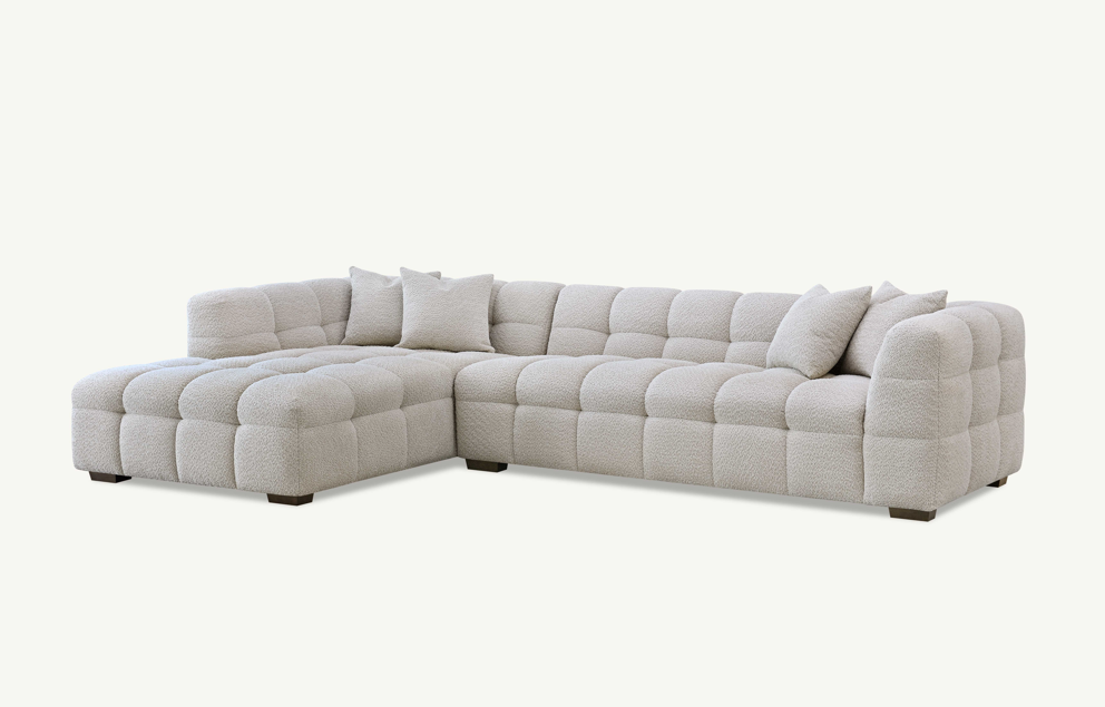 Aluxo Tribeca Corner Sofa in Oatmeal Boucle Fabric