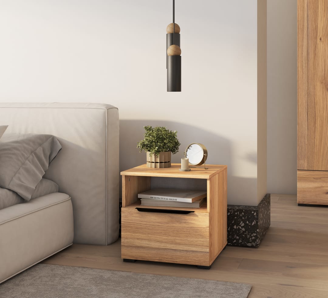 Tokyo 23 Bedside Table 45cm Oak Mauvella