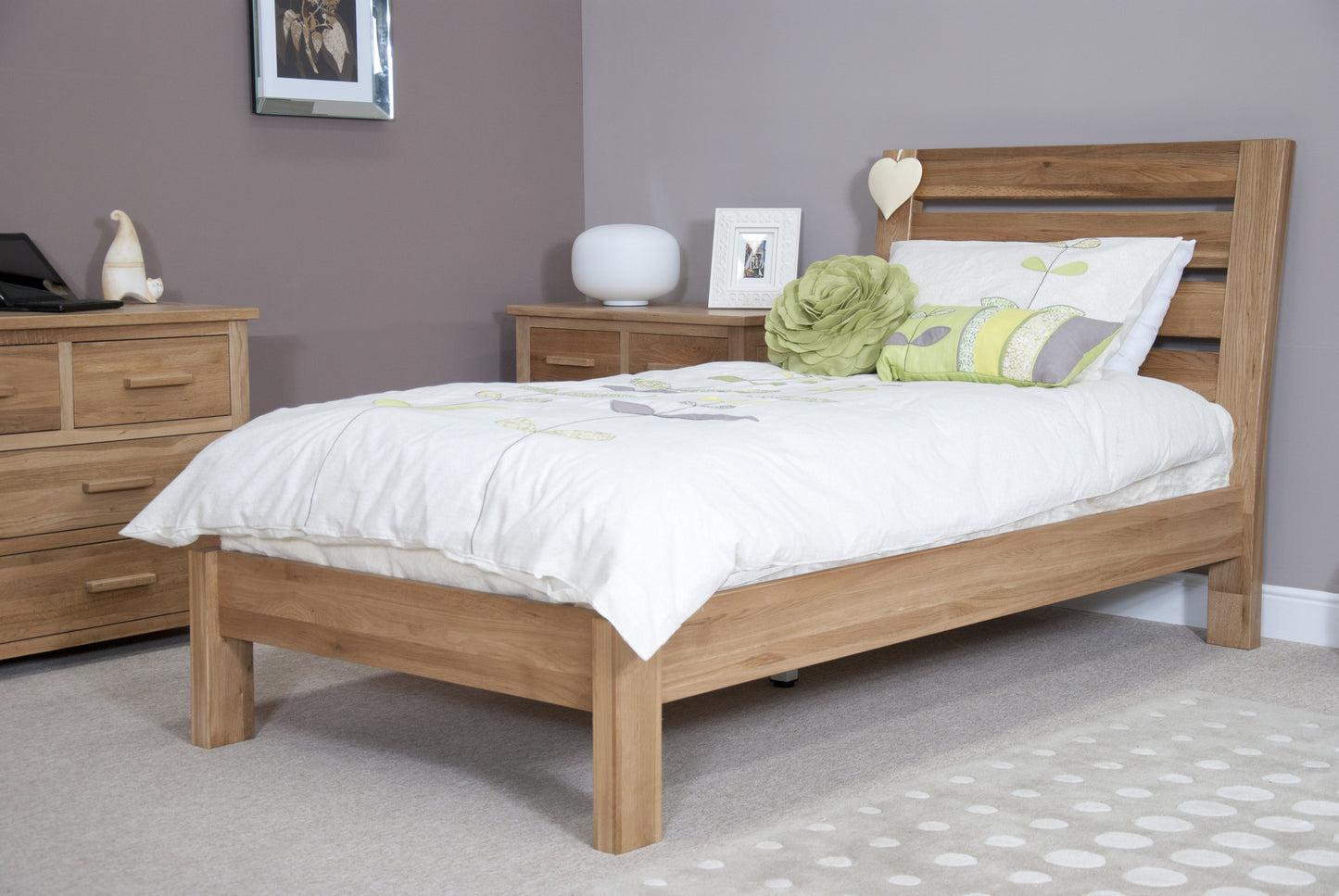 Trend Slatted Single Bed. Solid Oak