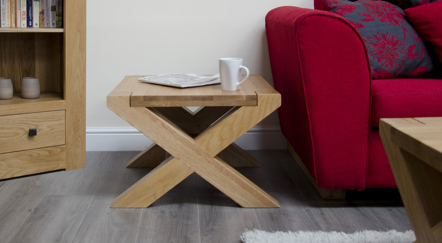 Trend X-Leg Square Coffee Table. Solid Oak