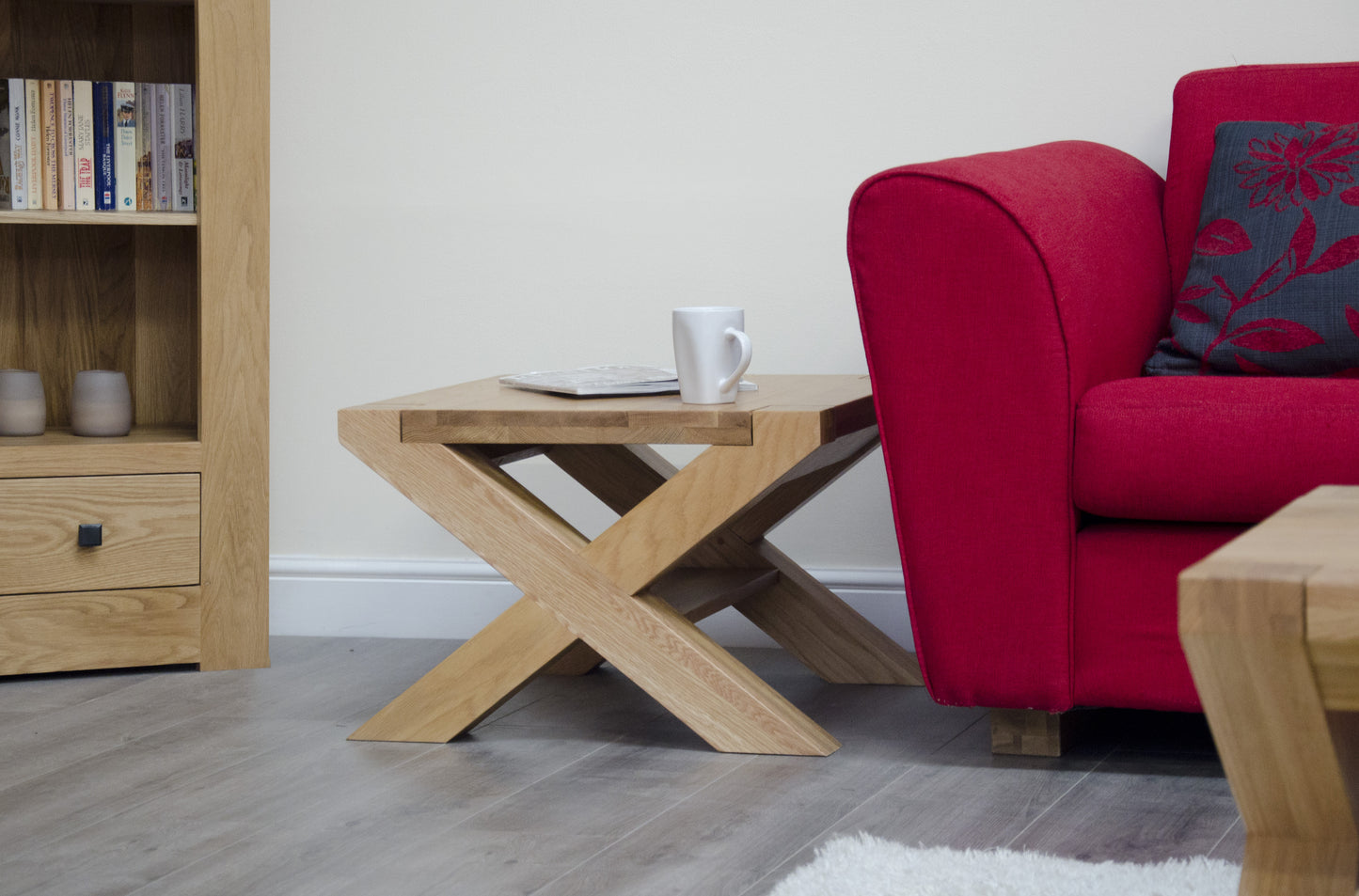 Trend X-Leg Square Coffee Table. Solid Oak