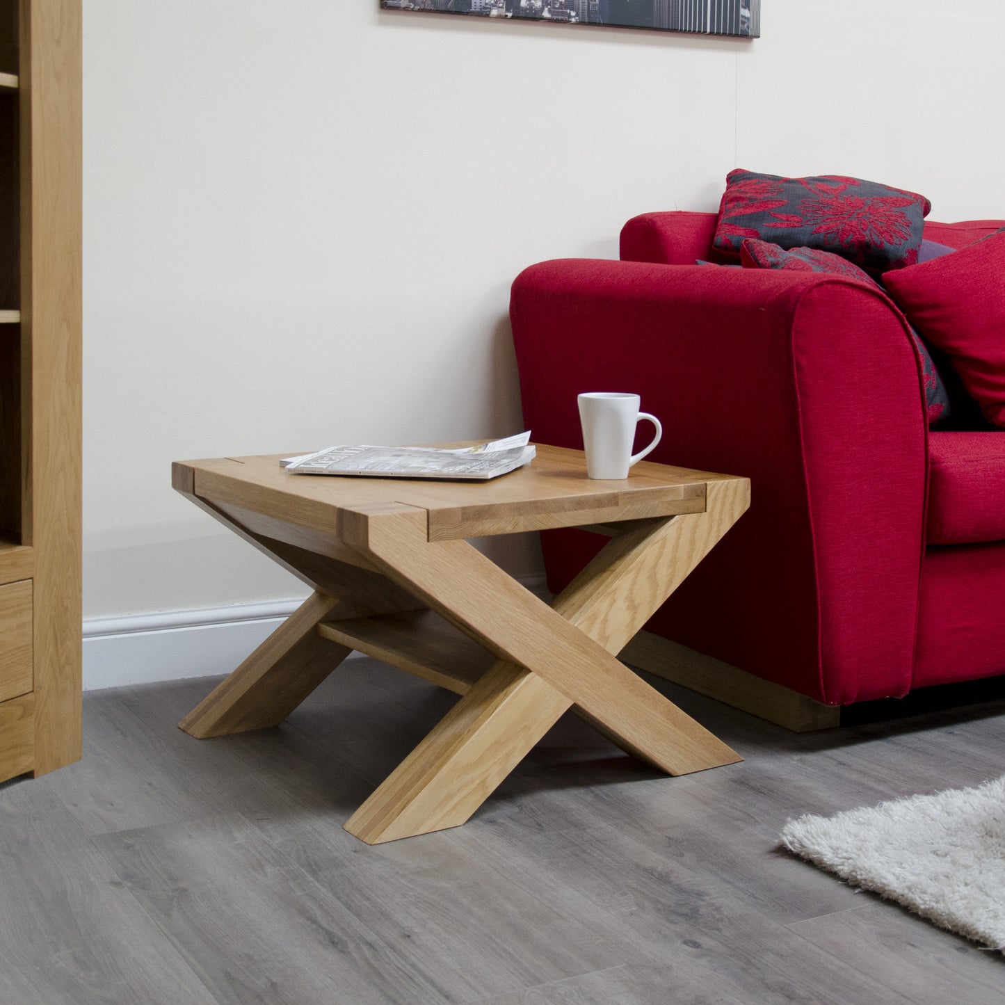 Trend X-Leg Square Coffee Table. Solid Oak