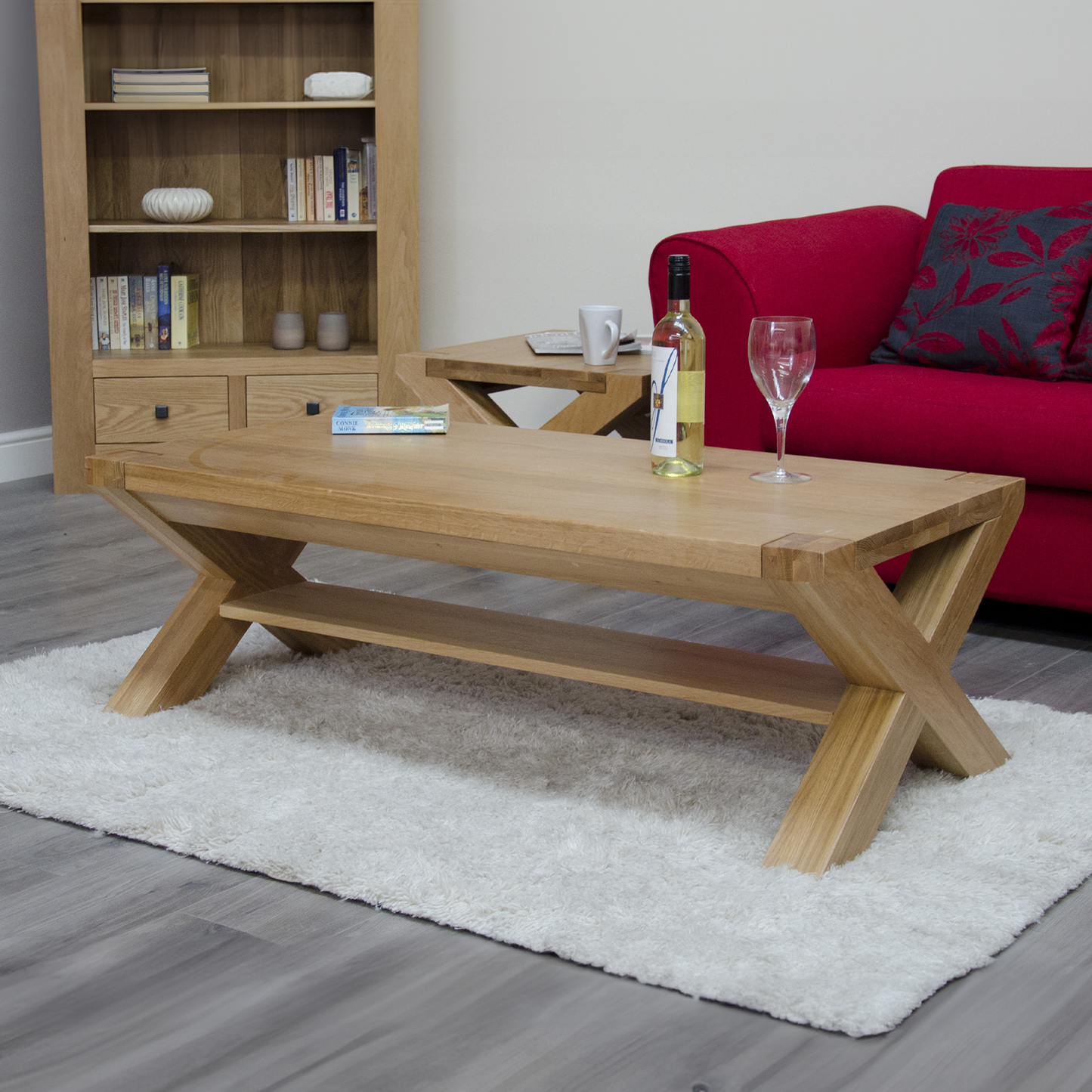 Trend X-Leg 4 x 2 Coffee Table. Solid Oak