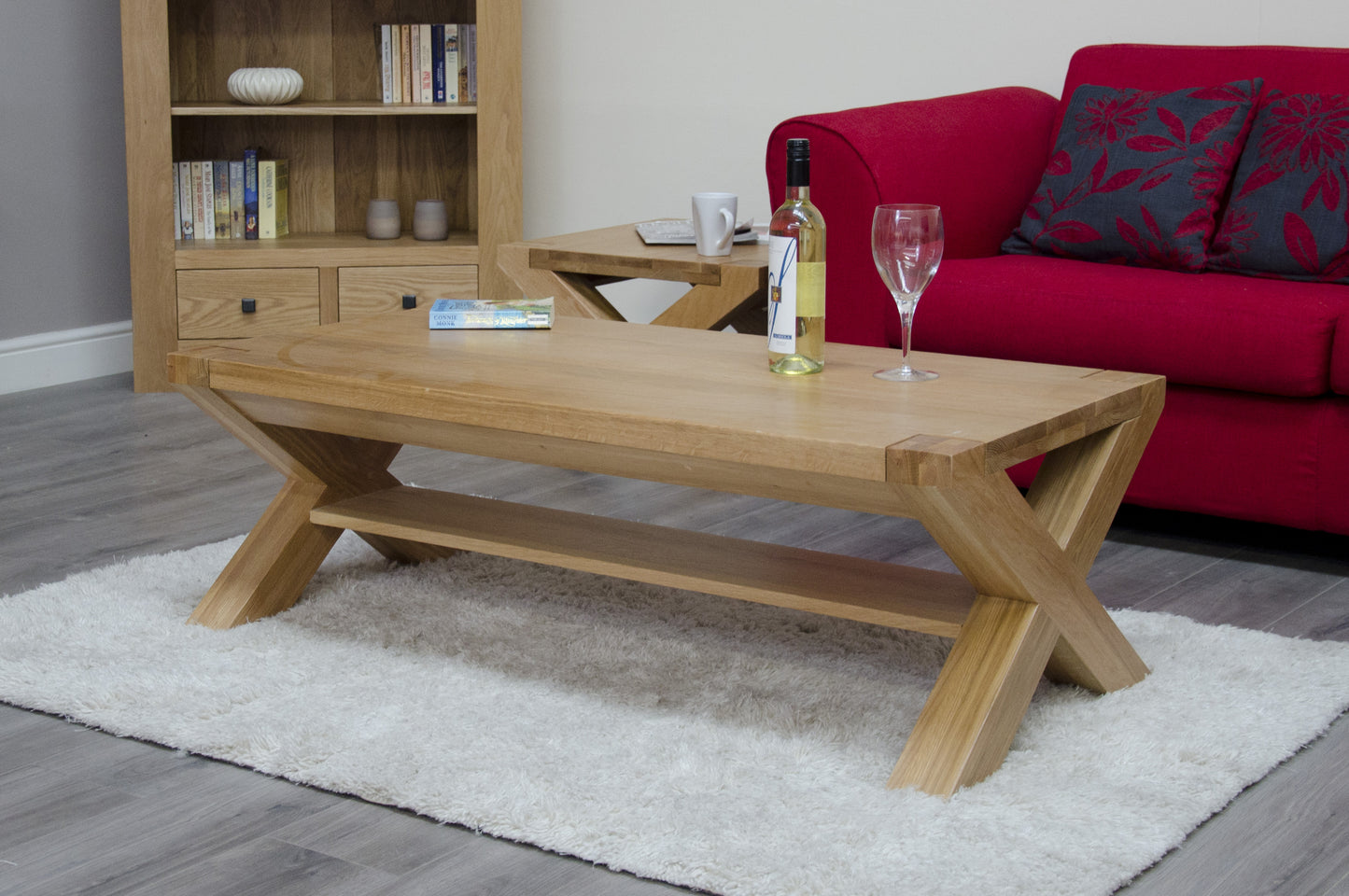 Trend X-Leg 4 x 2 Coffee Table. Solid Oak