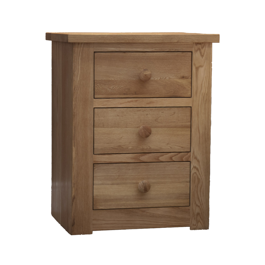 Torino 3 Drawer Narrow Bedside Cabinet. 100% Solid Oak1