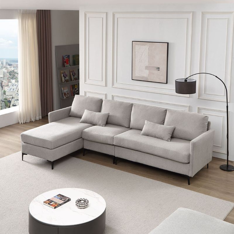 Boissiere 3 Seat Modular Sofa with 1 Chaise - Grey