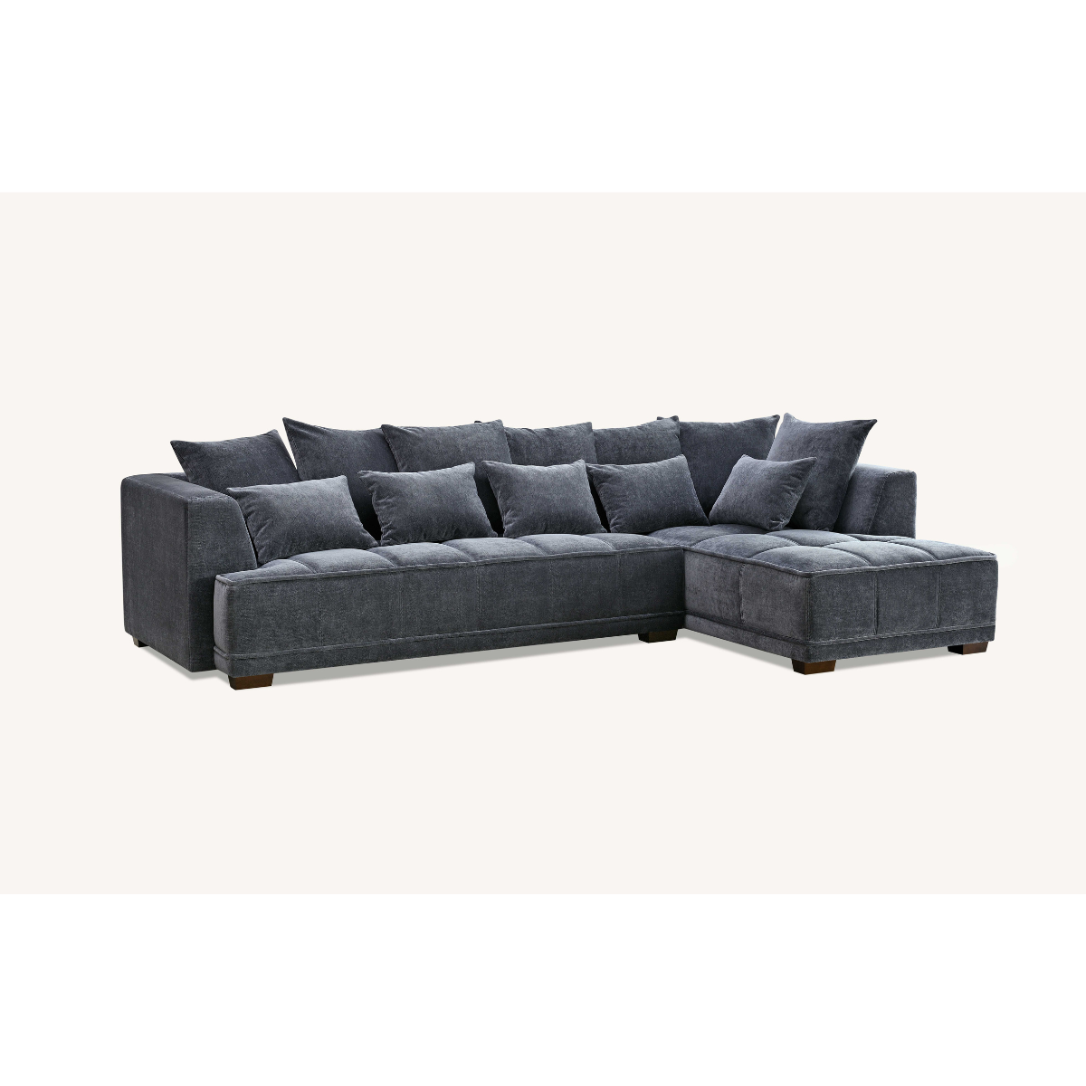 Aluxo Gramercy Right Hand Corner Sofa in Steel Grey Velvet