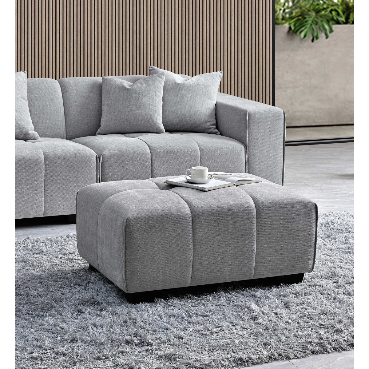 Aluxo Leonard Left Hand Corner Group in Cloudy Grey Boucle