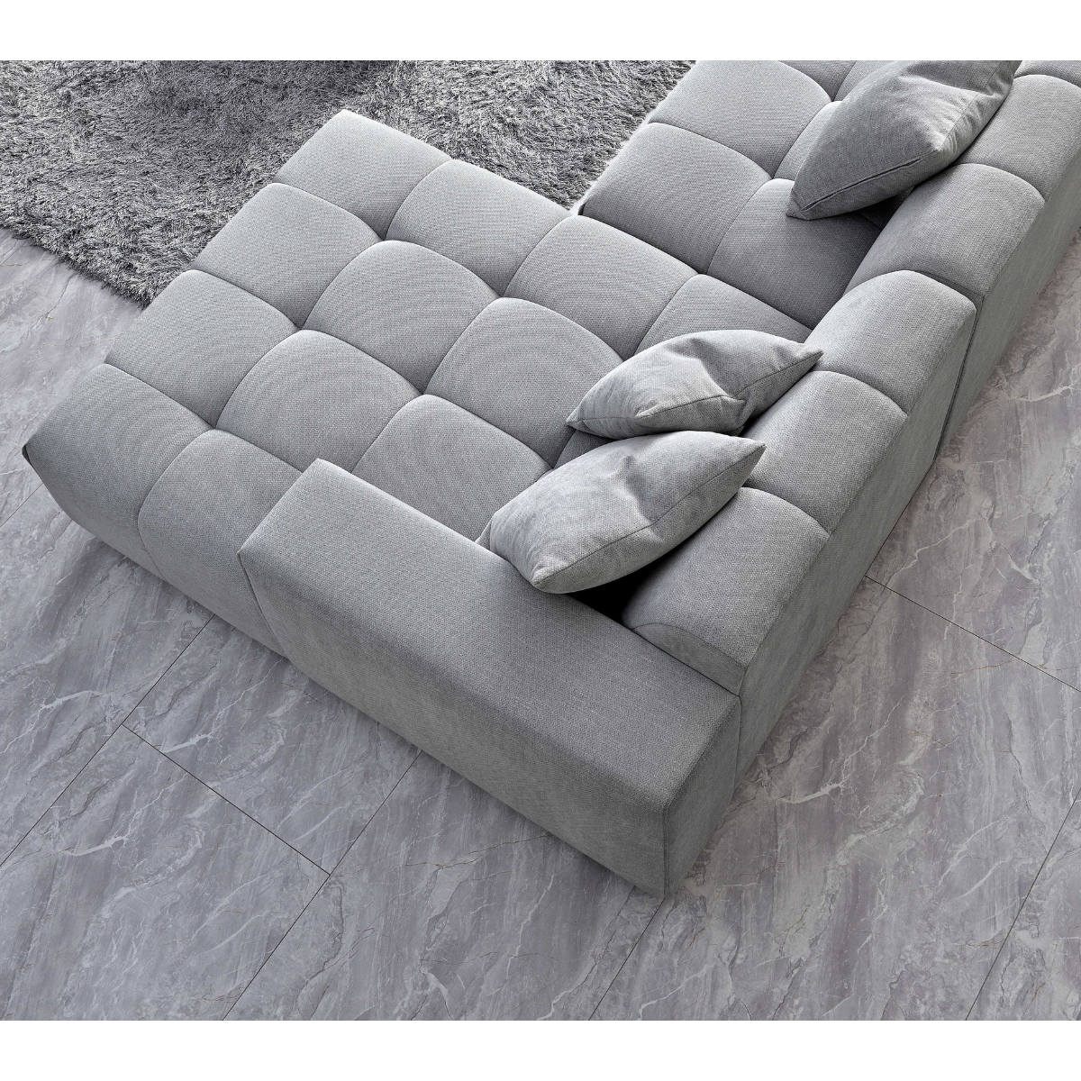 Aluxo Leonard Right Hand Corner Group in Cloudy Grey Boucle