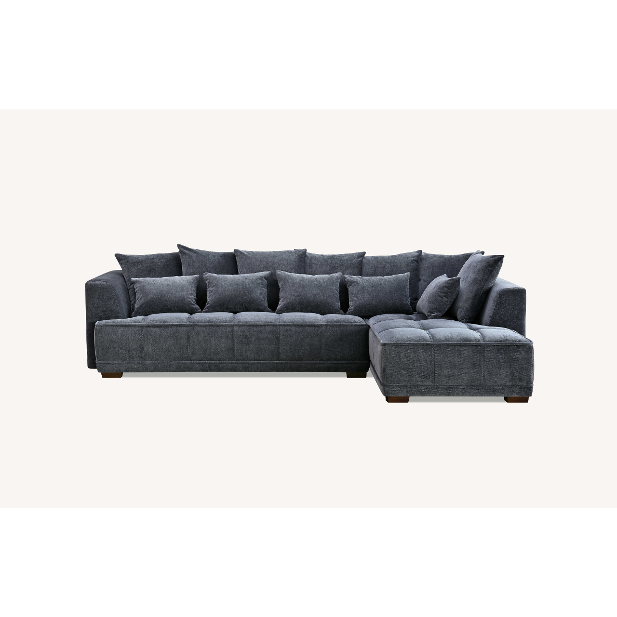 Aluxo Gramercy Right Hand Corner Sofa in Steel Grey Velvet