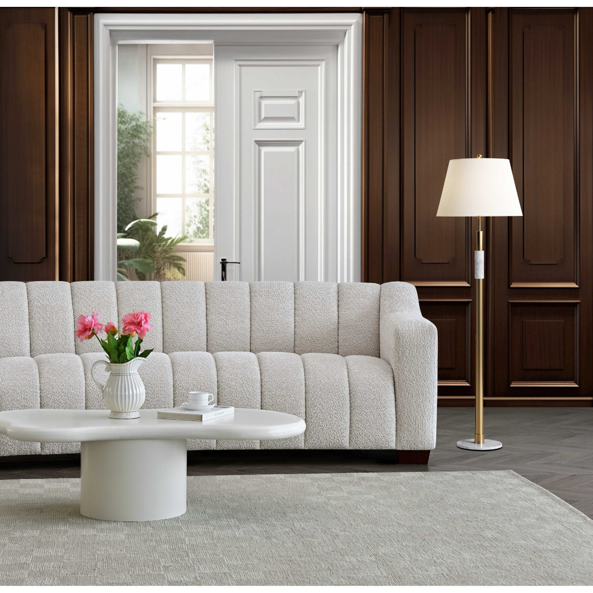 Aluxo Astoria 3 Seater Sofa in Oatmeal Boucle Fabric