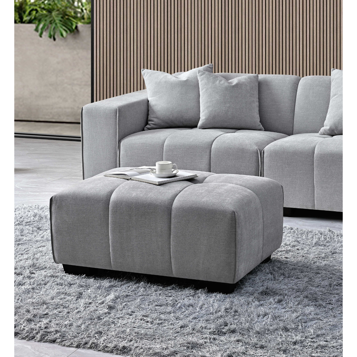 Aluxo Leonard Right Hand Corner Group in Cloudy Grey Boucle