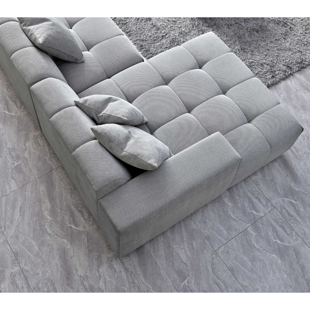 Aluxo Leonard Left Hand Corner Group in Cloudy Grey Boucle