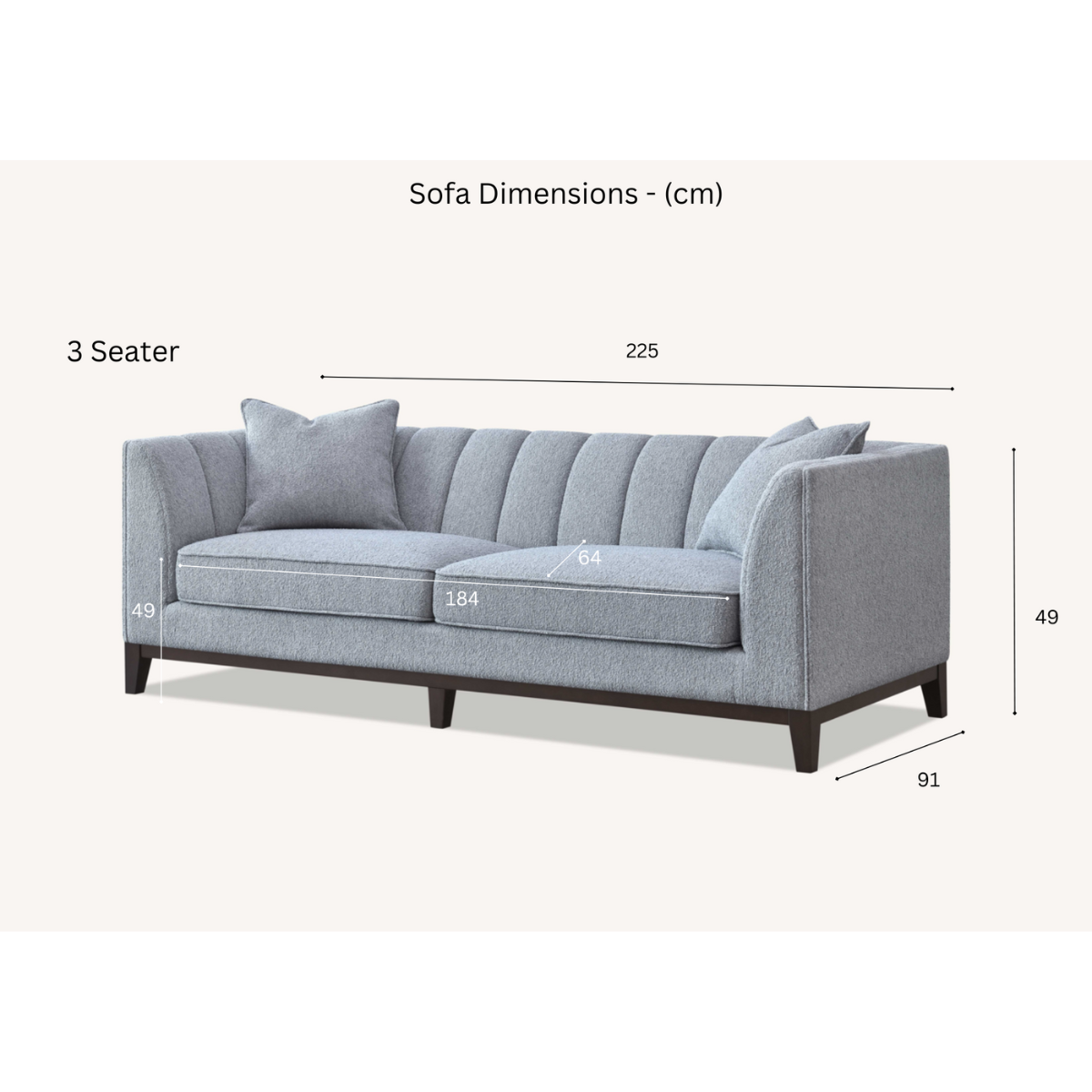 Aluxo Cooper 3 Seater Sofa in Dolphin Boucle