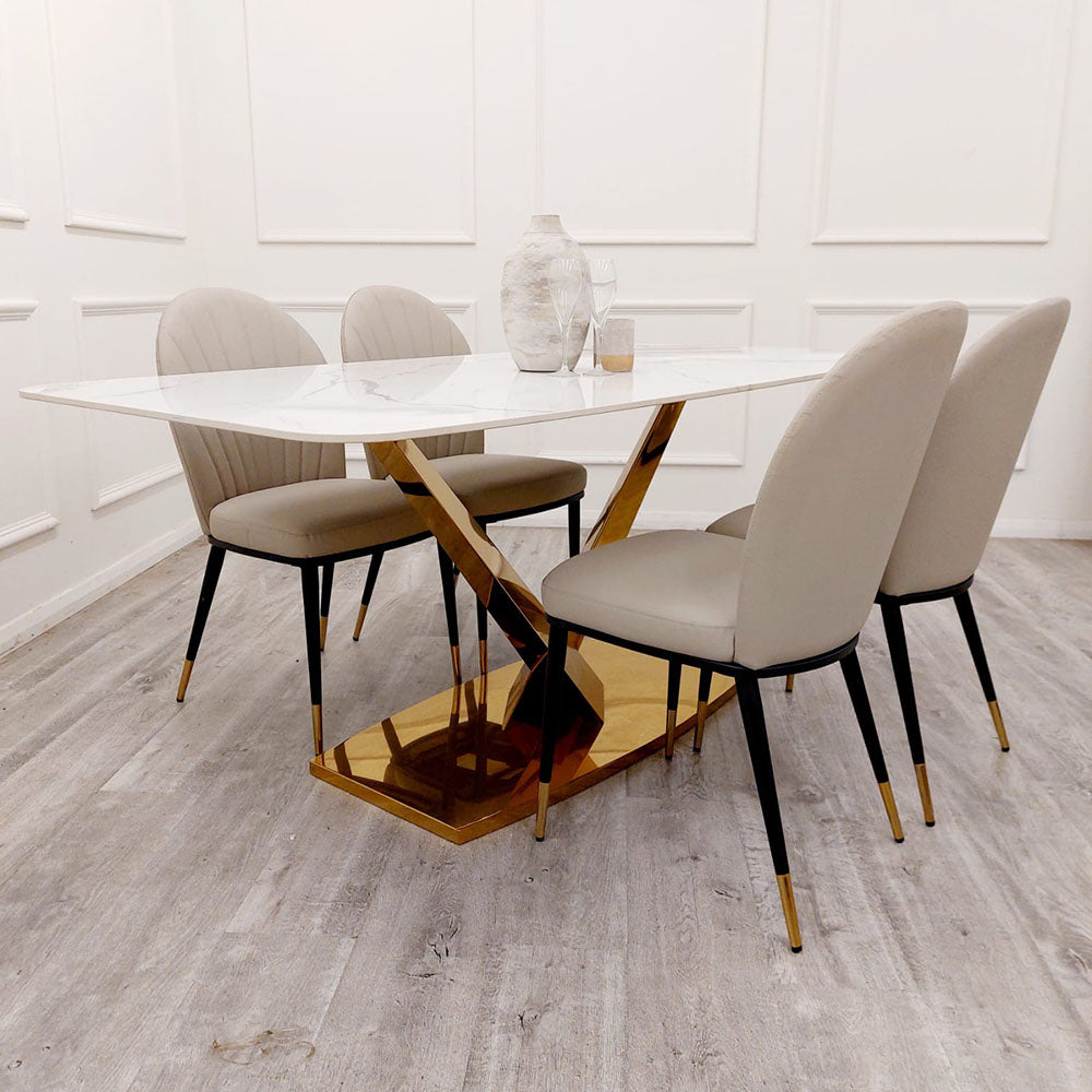 Etta Leather Dining Chair Beige
