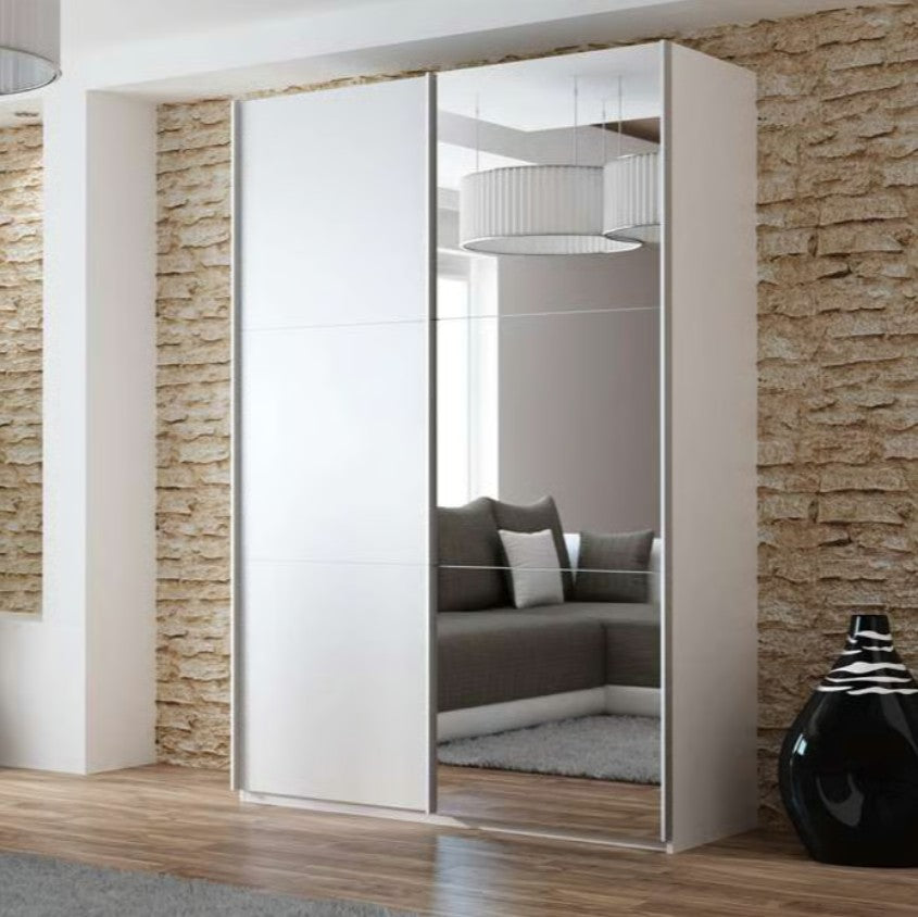 Vigo Mirrored Sliding Door Wardrobe 150cm - 5 Colour Options