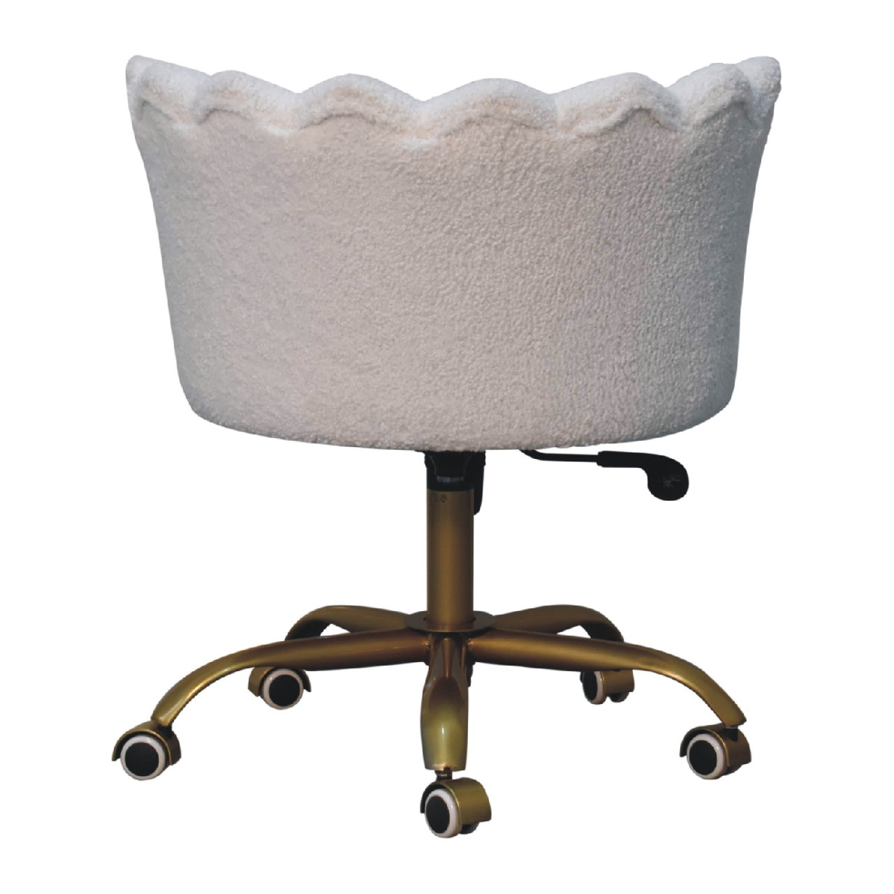 White Boucle Swivel Chair. 100% Solid Mango Wood