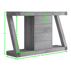 Z Wide Console with Drawers 100% solid oak