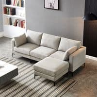 ANEK 3 Seater Grey Fabric Sofa with Ottoman
