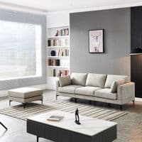 ANEK 3 Seater Grey Fabric Sofa with Ottoman