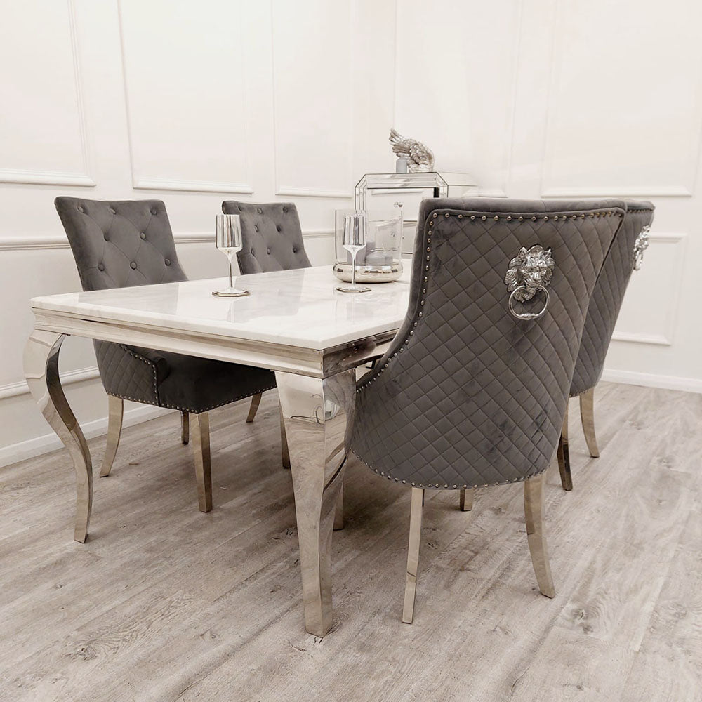 Bentley Chrome Dining Chair Dark Grey Light Grey Beige Black