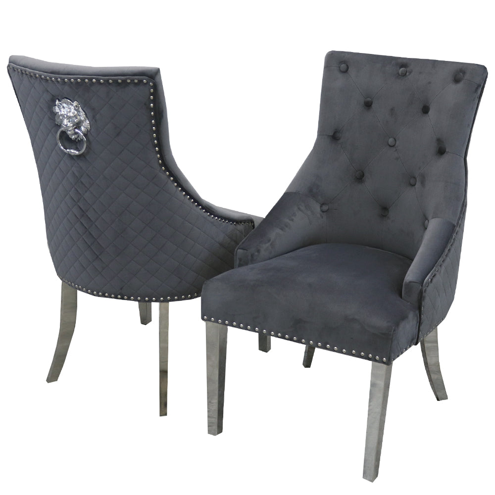 Bentley Chrome Dining Chair Dark Grey Light Grey Beige Black