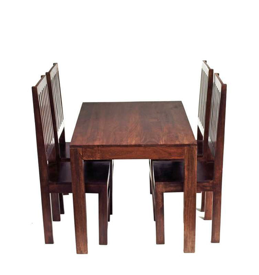 Toko Dark Mango 4 FT Dining Set with Wooden Chairs 100% Solid Mango Wood