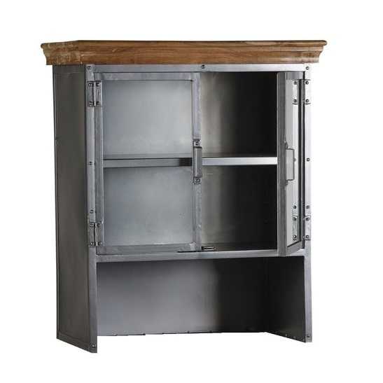 Industrial Solid Wood Sideboard with Optional Hutch – Sandblasted White & Gun Metal Finish