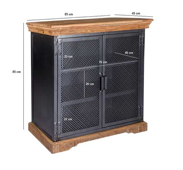 Industrial Solid Wood Sideboard with Optional Hutch – Sandblasted White & Gun Metal Finish