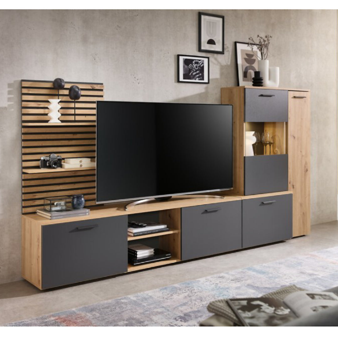 Heathrow Entertainment Unit With LED Lighting 250cm. 2 Colours Available