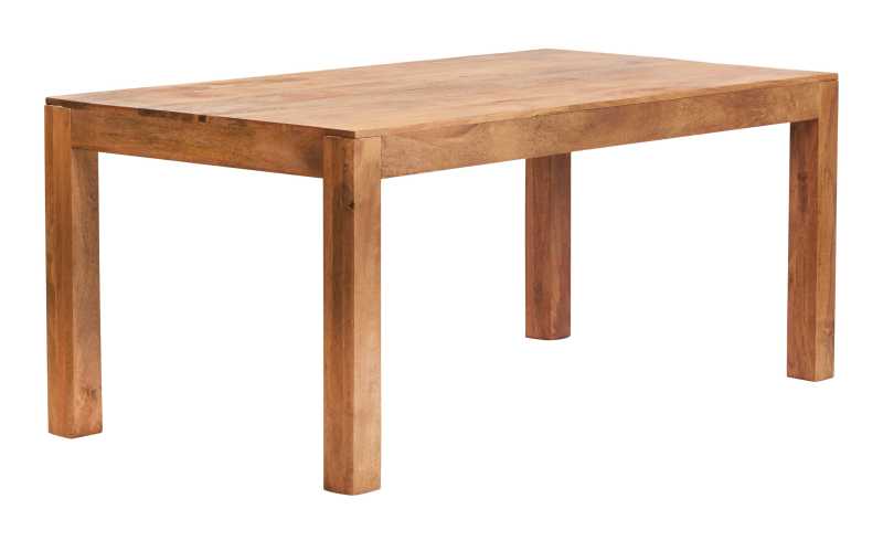 Toko Light Mango 6 FT Dining Set with Bench & 4 Slatted Chairs. Solid Mango Wood