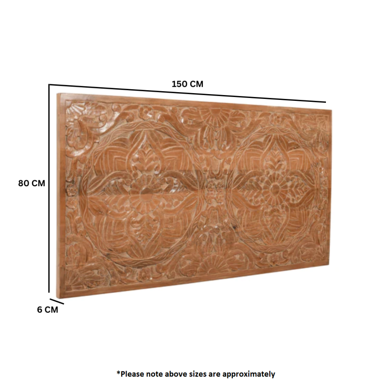 Artwork Mango Wood Bedframe Headboard 100% Eco Sourced Natural Wood