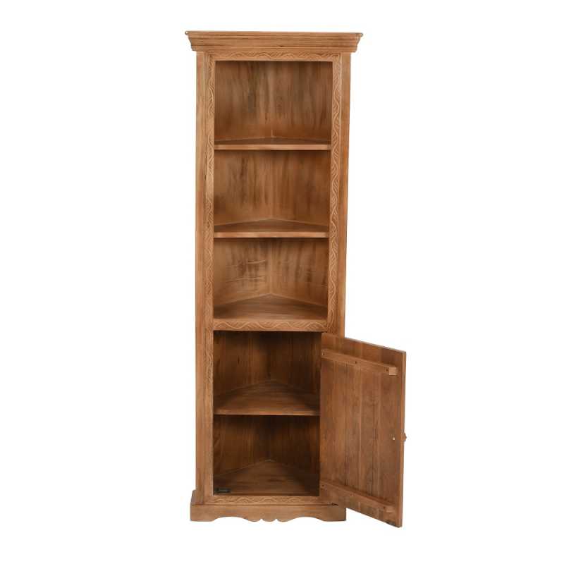Artwork Mango Wood Corner Bookcase 100% Eco Sourced Natural Wood