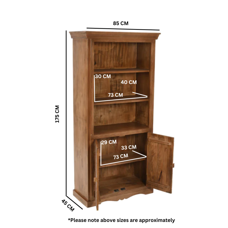 Artwork Mango Wood Large Corner Bookcase 100% Eco Sourced Solid Natural Wood