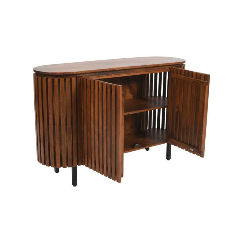 Slatted Solid Mango Wood 2 Doors Sideboard