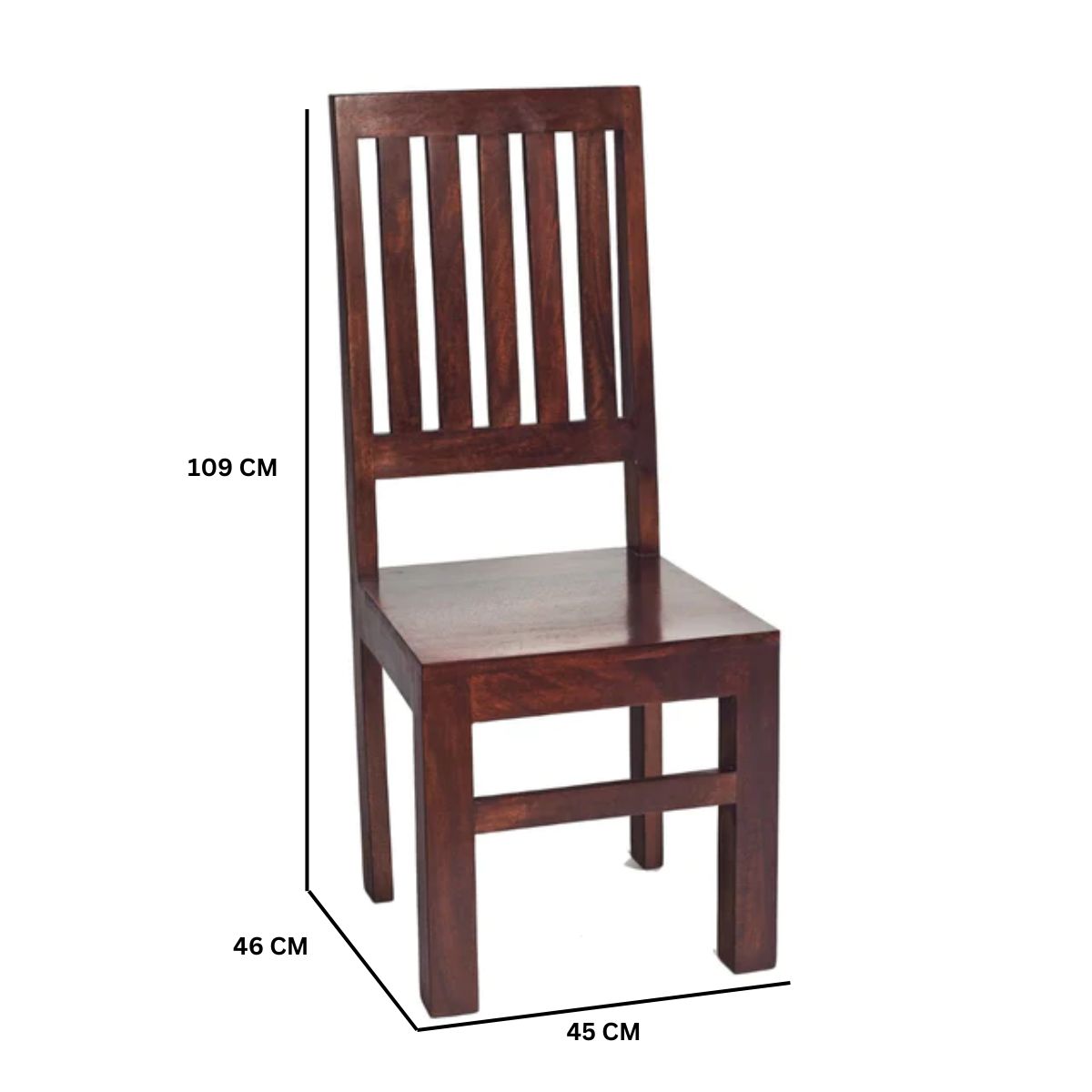 Toko Dark Mango 4 FT Dining Set with Wooden Chairs 100% Solid Mango Wood