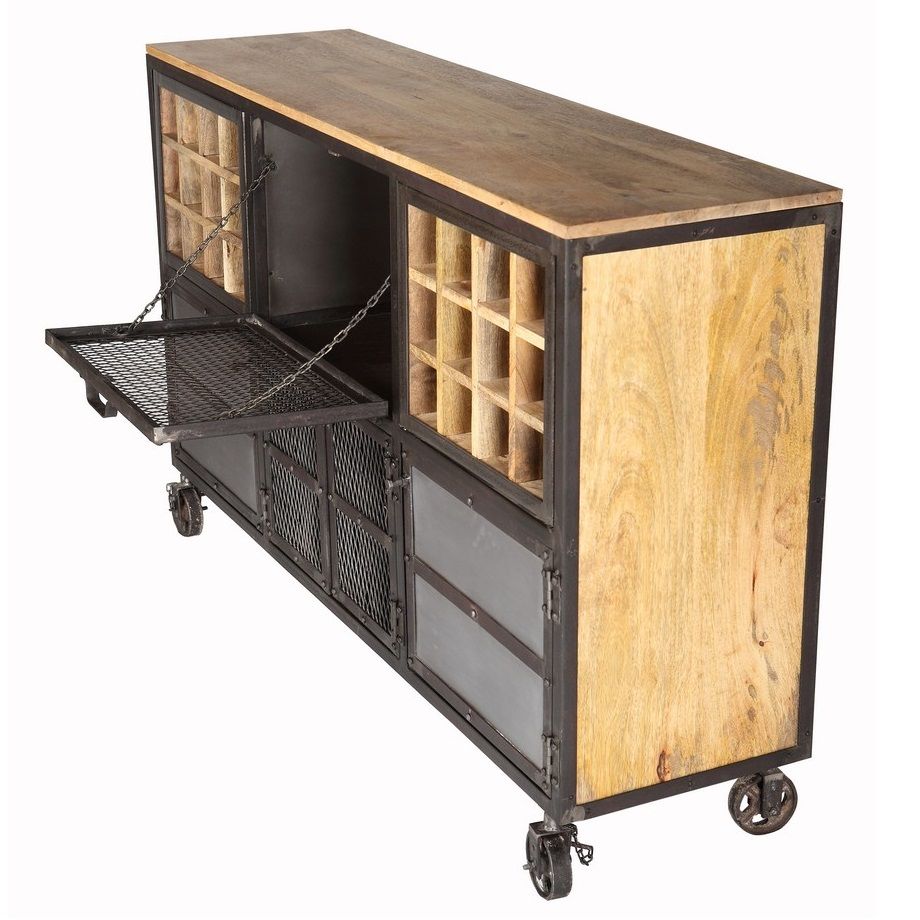 Evoke Bar Cabinet Solid Hardwood and Reclaimed Metal