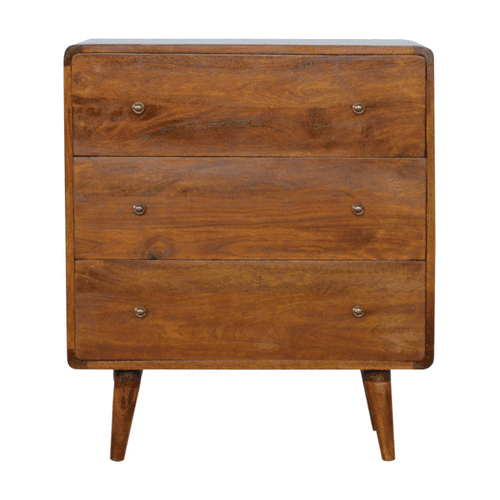 Curved Chestnut Chest 100% Solid Mango Wood